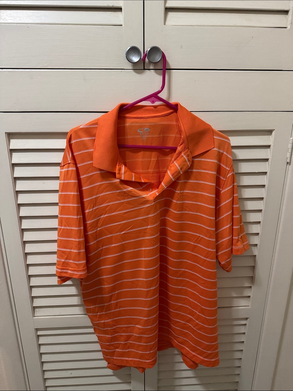 Champion Orange Waffle-Knit Polo with Contrast Logo